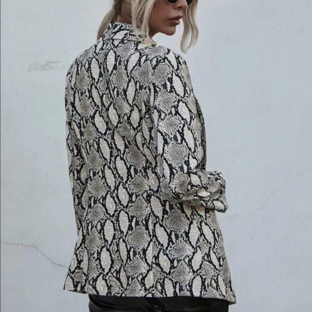 Snake skin print blazer jacket minimalist business - Picture 2 of 3